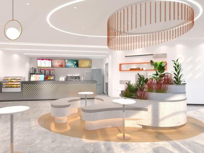 现代奶茶店3D模型下载
